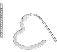 Paar Ohrhaken FOSSIL "Schmuck Geschenk Metall Ohrringe JEWELRY Herz", silber (silberfarben, kristallweiß, kristallweiß), Ohrringe, Damen, Metall, mit Zirkonia (synth.) (53013318-0) silberfarben, krist
