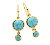 Paar Ohrhaken ZEEME "Silber 925 vergoldet mit rek. Türkis", gelb (gelb, türkis), Ohrringe, Damen, one-size, Silber 925 (Sterlingsilber) (56301547-0) gelb, türkis