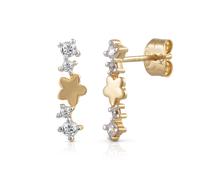 Paar Ohrstecker "375 Gelbgold bicolor Blüte 8 Zirkonia", bunt (mehrfarbig, weiß), FASCINATION BY ELLEN K., Ohrringe, Damen, one-size, Gold (37946139-0) mehrfarbig, weiß