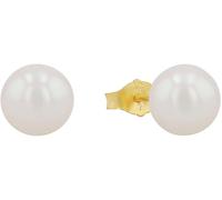 Amor Ohrstecker Gold 375/9ct Unisex Damen Herren Ohrschmuck, mit Süßwasserzuchtperle, 0,7 cm, Weiß, Kommt in Schmuck Geschenk Box, 2013428