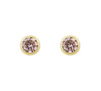 Paar Ohrstecker AMOR "2013592", bunt (gelbgoldfarben, pink, pink), Ohrringe, Damen, 4mm, Gelbgold 375, mit Zirkonia (synth.) (46139868-0) gelbgoldfarben, pink, pink