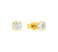 Paar Ohrstecker AMOR "2031801, 2031802", gold (gelbgoldfarben, weiß, kristallweiß), Ohrringe, Damen, 4,5mm, Silber 925 (Sterlingsilber), mit Zirkonia (synth.) (53210140-0) gelbgoldfarben, weiß, krista