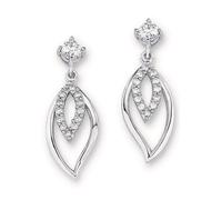 Paar Ohrstecker AMOR "Blätter", bunt (silberfarben, weiß, kristallweiß), Ohrringe, Damen, Silber 925 (Sterlingsilber), mit Zirkonia (synth.) (24462410-0) silberfarben, weiß, kristallweiß