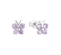 Amor Ohrstecker 925 Sterling Silber Mädchen Kinder Ohrschmuck, mit Zirkonia synth, 0,7 cm, Lila, Schmetterling, Kommt in Schmuck Geschenk Box, 9210039