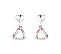 Paar Ohrstecker AMOR "Funkelnde Herzen", bunt (silberfarben, kristallweiß, rosa, pink, kristallweiß, rosa, pink), Ohrringe, Mädchen, Silber 925 (Sterlingsilber), mit Zirkonia (synth.) (45968456-0) sil
