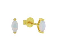 Paar Ohrstecker AMOR, gold (gelbgoldfarben, weiß, weiß), Ohrringe, Damen, Silber 925 (Sterlingsilber), mit Opal (31974661-0) gelbgoldfarben, weiß, weiß