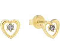 Paar Ohrstecker AMOR "Herz", gold (gelbgoldfarben, weiß, weiß), Ohrringe, Damen, Gelbgold 375, mit Zirkonia (synth.) (21481217-0) gelbgoldfarben, weiß, weiß
