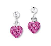 Paar Ohrstecker AMOR "Herz", pink (silberfarben, fuchsia, fuchsia), Ohrringe, Damen, Silber 925 (Sterlingsilber), Paar Ohrstecker, mit Kristallglas (53471448-0)