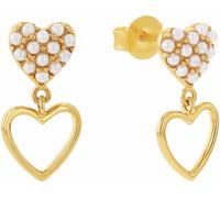 Paar Ohrstecker AMOR "Herzen", gold (gelbgoldfarben, weiß), Ohrringe, Damen, Silber 925 (Sterlingsilber), mit Glasperle (59742734-0) gelbgoldfarben, weiß