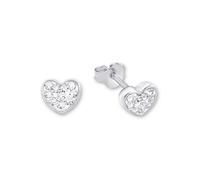amor Ohrstecker für Damen 6 mm Herz 925 Sterling Silber rhodiniert veredelt mit Kristallen von Swarovski Weiß Home & Lifestyle Ohrring Produkte (1.0 st)