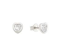 Paar Ohrstecker AMOR "Herzen", silber (weißgoldfarben, silberfarben, weiß, kristallweiß), Ohrringe, Damen, Weißgold 375, mit Zirkonia (synth.) (74717026-0) weißgoldfarben, silberfarben, weiß, kristall