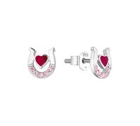 Paar Ohrstecker AMOR "Horeses Heart", rot (silberfarben,rosa, rosa), Ohrringe, Damen, Silber 925 (Sterlingsilber), Paar Ohrstecker, Made in Germany - mit Emaille, mit Zirkonia (synth.) (35961611-0)