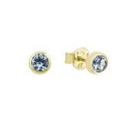 Paar Ohrstecker AMOR "Schmuck Geschen Ohrschmuck 2013590 Gold", gold (gelbgoldfarben, blau, blau), Ohrringe, Damen, 4mm, Gelbgold 375, mit Aquamarin (26741014-0) gelbgoldfarben, blau, blau