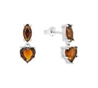 Paar Ohrstecker AMOR "Schmuck Geschenk, Herz", braun (silberfarben, braun, braun), Ohrringe, Damen, Silber 925 (Sterlingsilber), mit Glasstein (15691148-0) silberfarben, braun, braun