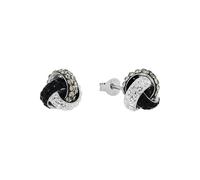 Paar Ohrstecker AMOR, schwarz (silberfarben, weiß, grau, schwarz, weiß, grau, schwarz), Ohrringe, Damen, 10mm, Silber 925 (Sterlingsilber), mit Preciosa Crystal (17033029-0) silberfarben, weiß, grau,