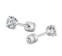 Paar Ohrstecker aus Edelstahl mit Kristallen für Damen und Herren, farbecht, 6 mm