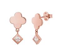 Paar Ohrstecker CAÏ "925 Silber rosé vergoldet Kleeblatt Zirkonia Anhänger", rot, weiß, Ohrringe, Damen, one-size, Silber 925 (Sterlingsilber), Paar Ohrstecker (89893527-0)