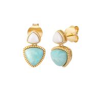 Paar Ohrstecker CAÏ "925 Silber vergoldet Dreiecke Amazonit & weißer Achat", gelb (gelb, türkis), Ohrringe, Damen, one-size, Silber 925 (Sterlingsilber), Paar Ohrstecker (65307054-0)