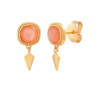 Paar Ohrstecker CAÏ "925 Silber vergoldet oranger Mondstein", gold, orange, Ohrringe, Damen, one-size, Silber 925 (Sterlingsilber) (97750503-0) gold, orange