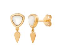 Paar Ohrstecker CAÏ "925 Silber vergoldet weißer Mondstein", gelb, weiß, Ohrringe, Damen, one-size, Silber 925 (Sterlingsilber) (25247438-0) gelb, weiß