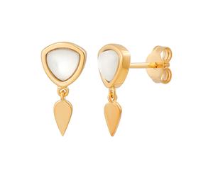 Paar Ohrstecker CAÏ "925 Silber vergoldet weißer Mondstein", gold (gelb, weiß), Ohrringe, Damen, one-size, Silber 925 (Sterlingsilber) (25247438-0) gelb, weiß
