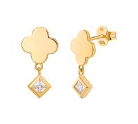 Paar Ohrstecker CAÏ "925 Sterling Silber gelb vergoldet Kleeblatt Zirkonia Anhänger", weiß (gelb, weiß), Ohrringe, Damen, one-size, Silber 925 (Sterlingsilber), Paar Ohrstecker (54407631-0)