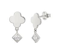 Paar Ohrstecker CAÏ "925 Sterling Silber rhodiniert Kleeblatt Zirkonia Anhänger", weiß (weiß, weiß), Ohrringe, Damen, one-size, Silber 925 (Sterlingsilber), Paar Ohrstecker (26678739-0)