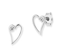 Paar Ohrstecker CAÏ "925/- Sterling Silber rhodiniert Zirkonia Herz", silber (weiß, weiß), Ohrringe, Damen, one-size, Silber 925 (Sterlingsilber) (88697366-0) weiß, weiß