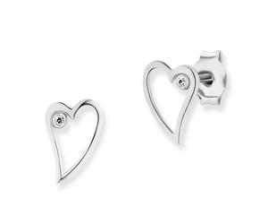 Paar Ohrstecker CAÏ "925/- Sterling Silber rhodiniert Zirkonia Herz", silber (weiß, weiß), Ohrringe, Damen, one-size, Silber 925 (Sterlingsilber) (88697366-0) weiß, weiß