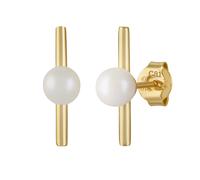 Paar Ohrstecker CAÏ "925/-Sterling Silber vergoldet Perlen", gelb, weiß, Ohrringe, Damen, one-size, Silber 925 (Sterlingsilber), Paar Ohrstecker (42702945-0)