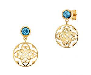 Paar Ohrstecker CAÏ "925/-Sterling Silber vergoldet Topas", gelb, blau, Ohrringe, Damen, one-size, 1,11, Silber 925 (Sterlingsilber) (19912119-0) gelb, blau