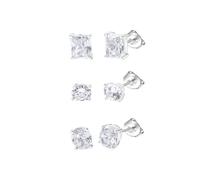 Paar Ohrstecker CELESTA "925 Sterling Silber rhodiniert Zirkonia", weiß (weiß, weiß), Ohrringe, Damen, one-size, Silber 925 (Sterlingsilber) (81857140-0) weiß, weiß
