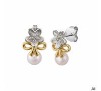 Paar Ohrstecker CELESTA "925/- Sterling Silber Tracht zweifarbig Perle", rosa (gelb, weiß), Ohrringe, Damen, one-size, Silber 925 (Sterlingsilber) (81366633-0) gelb, weiß