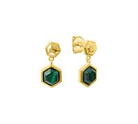 Paar Ohrstecker CELESTA "925 Sterling Silber vergoldet Malachit", gelb (gelb, grün), Ohrringe, Damen, one-size, Silber 925 (Sterlingsilber) (64029107-0) gelb, grün