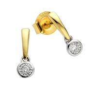 Paar Ohrstecker DIAMONDS BY ELLEN K. "375 Gold zweifarbig 2x Brillant 0,03ct.", gelb (gelb, weiß), Ohrringe, Damen, one-size, 0,03 P1 = bei 10-facher Vergrößerung erkennbare Einschlüsse, Gold (2573822