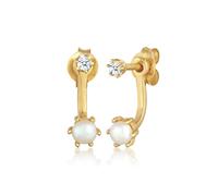 Paar Ohrstecker ELLI DIAMONDS "Ear Jacket Diamant Süßwasserzuchtperle 925 Silber", gold, Ohrringe, Damen, onesize, 0,06 P1 = bei 10-facher Vergrößerung erkennbare Einschlüsse mit Steinen, Silber 925 (