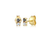 Paar Ohrstecker ELLI DIAMONDS "Ohrstecker Bi-Color Schwarz Weiß Diamant (0.12 ct.) 375 Gold", gold, Ohrringe, Damen, onesize, 0,06 P1 = bei 10-facher Vergrößerung erkennbare Einschlüsse mit Diamanten,