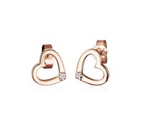 Paar Ohrstecker ELLI DIAMONDS "Ohrstecker Herz Diamant Weiß (0.03 ct) 925 Sterling Silber", rosegold, weiß, Ohrringe, Damen, onesize, 0,03 P1 = bei 10-facher Vergrößerung erkennbare Einschlüsse mit Di