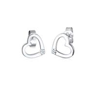 Paar Ohrstecker ELLI DIAMONDS "Ohrstecker Herz Diamant Weiß (0.03 ct) 925 Sterling Silber", silber, Ohrringe, Damen, onesize, 0,03 P1 = bei 10-facher Vergrößerung erkennbare Einschlüsse mit Diamanten,