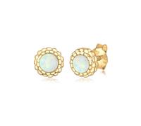 Paar Ohrstecker ELLI "Geo Kreis Vintage Opal Blüte 925 Sterling Silber", gold, Ohrringe, Damen, onesize,mit Steinen, Silber 925 (Sterlingsilber) (30328231-0) gold