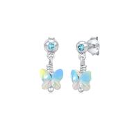 Paar Ohrstecker ELLI "Kinder Schmetterling mit Kristallen von Swarovski 925 Silber", Damen, Gr. onesize, ohne Stein, Silber 925 (Sterlingsilber), blau (hellblau), Ohrringe Paar Ohrstecker (69586550-0)