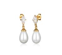 Paar Ohrstecker ELLI "Ohrringe Zirkonia Muschelkernperle Tropfen 925 Silber" Gr. 25, gold, Ohrringe, Damen, 25, Silber 925 (Sterlingsilber) (64544919-25) gold