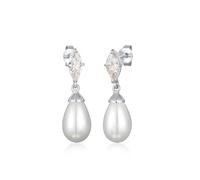Paar Ohrstecker ELLI "Ohrringe Zirkonia Muschelkernperle Tropfen 925 Silber" Gr. 25, silber, Ohrringe, Damen, 25, Silber 925 (Sterlingsilber) (48288063-25) silber