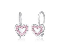 Paar Ohrstecker ELLI "Ohrstecker Herz Glas Kristalle Rose 925 Sterling Silber", Damen, Gr. onesize, ohne Stein, Silber 925 (Sterlingsilber), silber, Ohrringe (94072560-0) silber