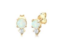 Paar Ohrstecker ELLI "Opal Rund und Zirkonia 925 Silber", gold, Ohrringe, Damen, onesize,mit Steinen, Silber 925 (Sterlingsilber) (32563942-0) gold