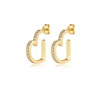 Paar Ohrstecker ELLI PREMIUM "Creolen Herz Liebe 925 Silber, mit Kristallen von Swarovski", gold, Ohrringe, Damen, onesize,mit Steinen, Silber 925 (Sterlingsilber) (14711942-0) gold