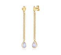 Elli Paar Ohrstecker »Hänger Panzerkette Mondstein Tropfen 925 Silber«