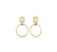 Paar Ohrstecker ELLI PREMIUM "Kreis Mondstein Vintage Geo 925 Silber", gold, Ohrringe, Damen, onesize,mit Steinen, Silber 925 (Sterlingsilber) (16506739-0) gold