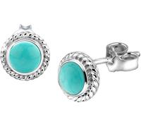 Paar Ohrstecker ELLI "Schmuck Geschenk Silber 925 Ohrringe", grün (silberfarben, türkis, türkis), Ohrringe, Damen, 9mm, Silber 925 (Sterlingsilber), mit Howlith oder Amethyst (68332656-0) silberfarben