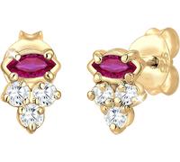 Paar Ohrstecker ELLI "Schmuck Geschenk Silber 925 Ohrringe", rot (gelbgoldfarben, pink, kristallweiß, pink, kristallweiß), Ohrringe, Damen, Silber 925 (Sterlingsilber), mit Rubin (synth.), Glasstein (